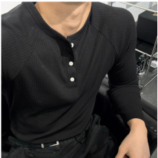 헨리넥 머슬핏긴팔 남자티셔츠 헨리넥티셔츠