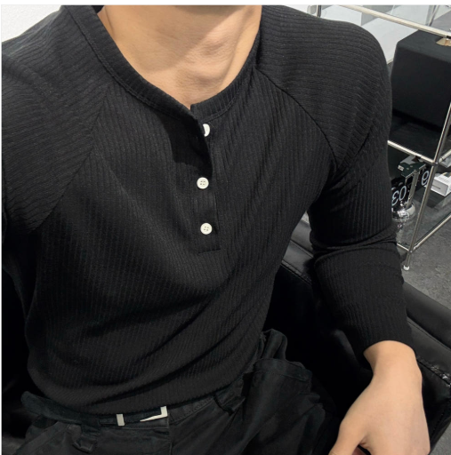 헨리넥 머슬핏긴팔 남자티셔츠 헨리넥티셔츠