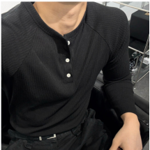 헨리넥 머슬핏긴팔 남자티셔츠 헨리넥티셔츠
